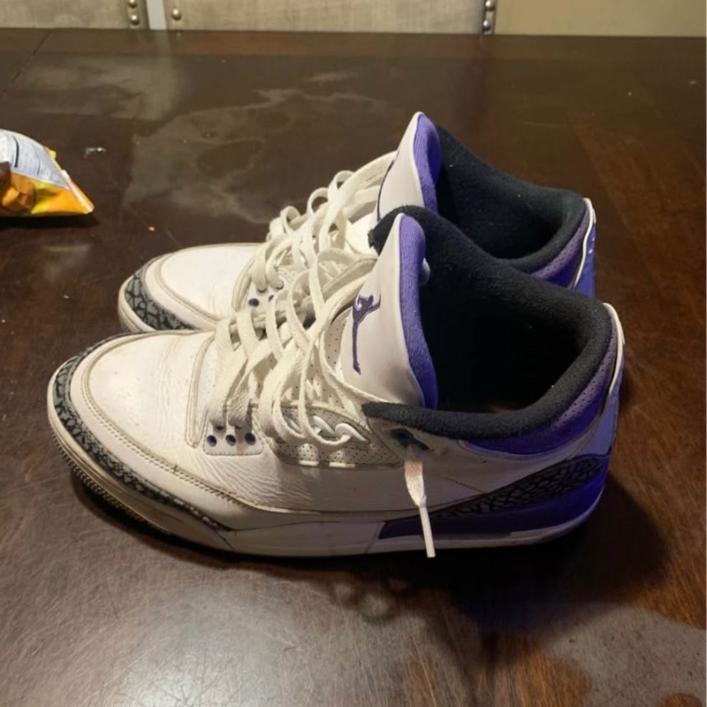 Air Jordan 3 Retro White Purple Sneakers